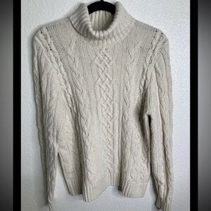 Abercrombie & Fitch Sz S Preppy Cable Knit Fisherman Chunky Turtleneck Sweater